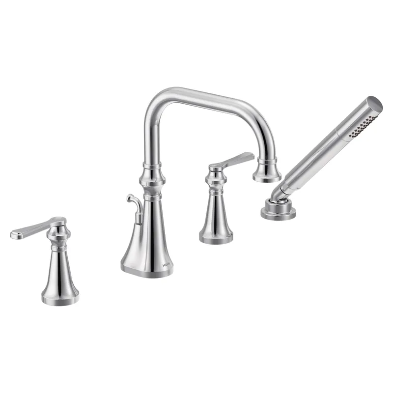Moen TS44504 Colinet Two Handle Deck-Mount Roman Tub Faucet Trim with Lever Handles and Handshower