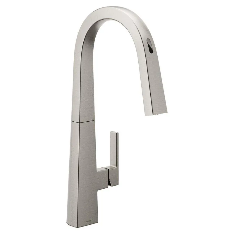 Moen S75005EVSRS Weymouth Single Handle Pull Down Touchless Kitchen Faucet with Voice Activation in Spot Resist Stainless