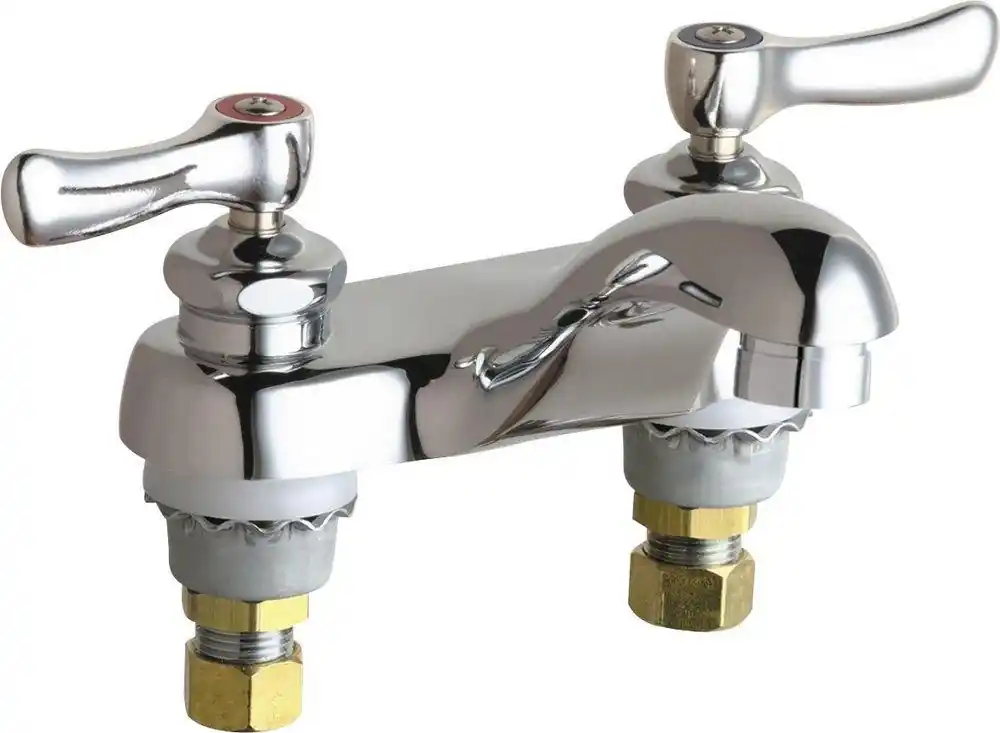 Chicago Faucets 802-VE2805ABCP Ecast® Two Handle Centerset Bathroom Sink Faucet in Polished Chrome
