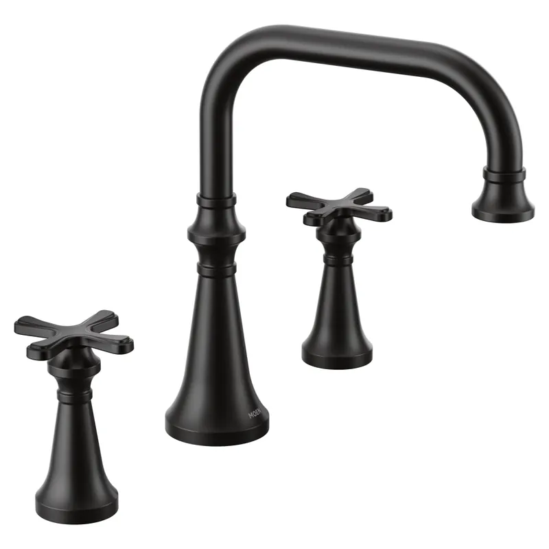 Moen TS44505BL Colinet Two Handle Deck-Mount Roman Tub Faucet Trim with Cross Handles