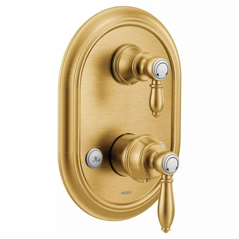 Moen UTS4311BG Weymouth Two Handle Pressure Balancing Valve Trim in Brushed Gold