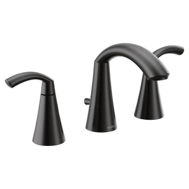 Moen T6173BL Glyde Two Handle Widespread Bathroom Sink Faucet in Matte Black