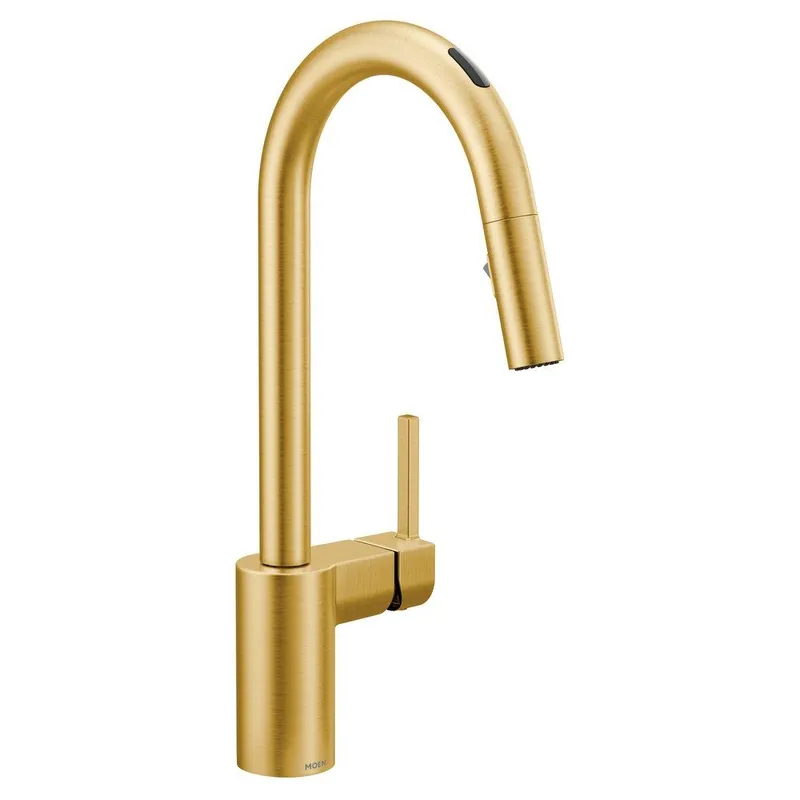Moen 7565EVBG Align Single Handle Pull Down Touchless Kitchen Faucet with Voice Activation in Brushed Gold