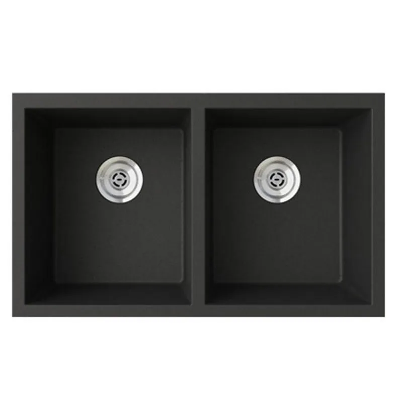 Swan Corporation QU03322SQ.170 No Hole Stainless Steel Double Bowl Kitchen Sink in Espresso