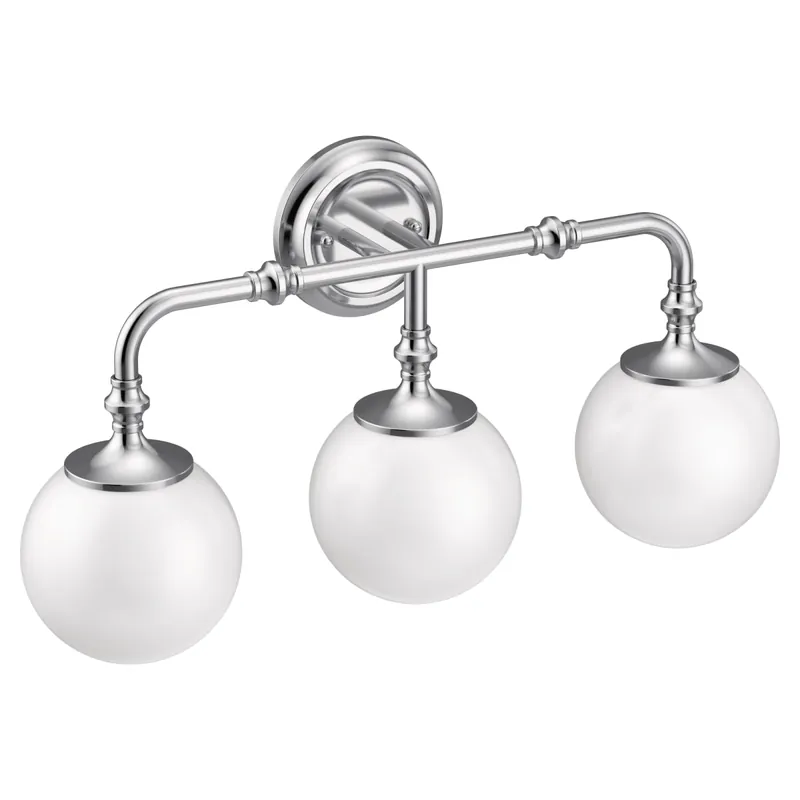 Moen YB0563CH Colinet 3-Light Dual-Mount Bath Bathroom Vanity Fixture with Frosted Glass in Chrome