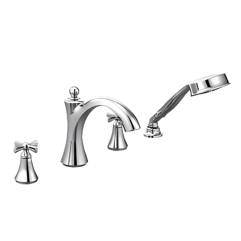 Moen T658 2-Handle Deck Mount Diverter Roman Tub Faucet Trim with Built In Diverter Valve, 2 gpm