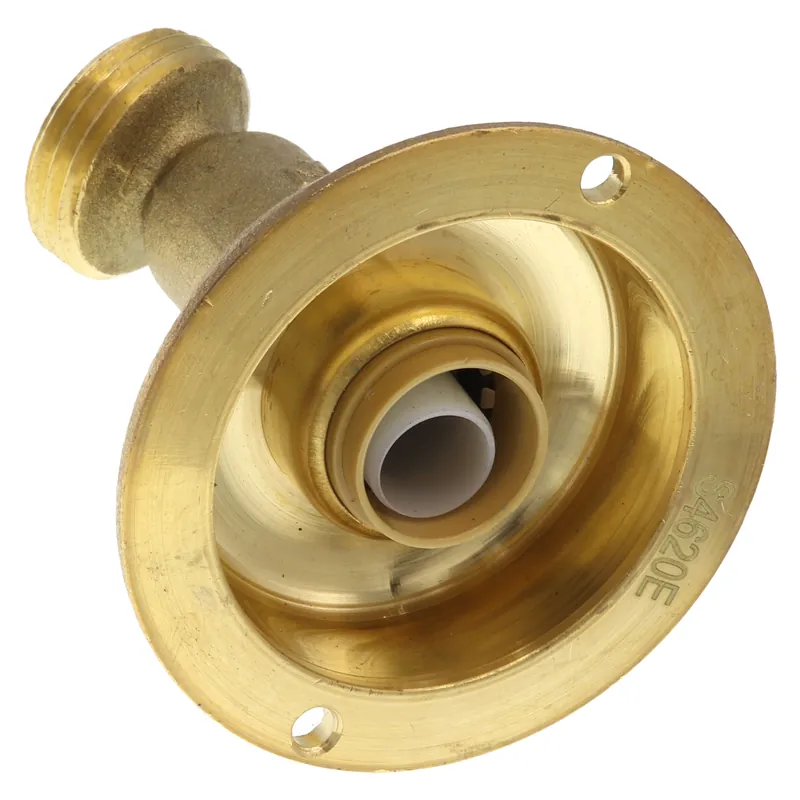 CASH ACME 24630LF 1/2 Push-to-Connect x 3/4 MHT No-Kink 45 Deg Hose Bibb - Quarter Turn