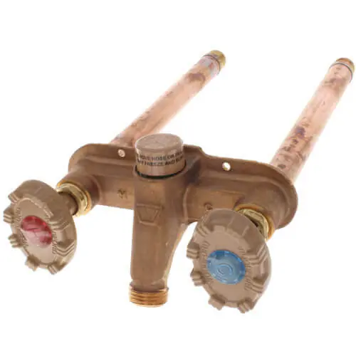 Woodford 22P-4-MH Model 22 4, 1/2 FPT x 3/4 MPT Inlet Hot & Cold Anti-Siphon Wall Faucet w/ Metal Handle