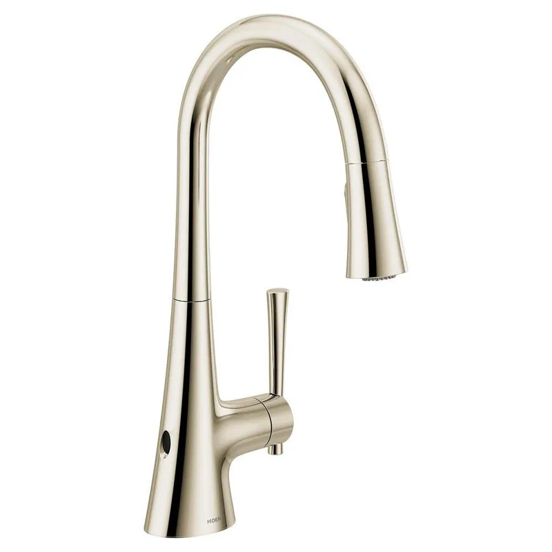 Moen 9126EWNL Kurv Touchless 1-Handle Pull-Down Sprayer Kitchen Faucet in Polished Nickel