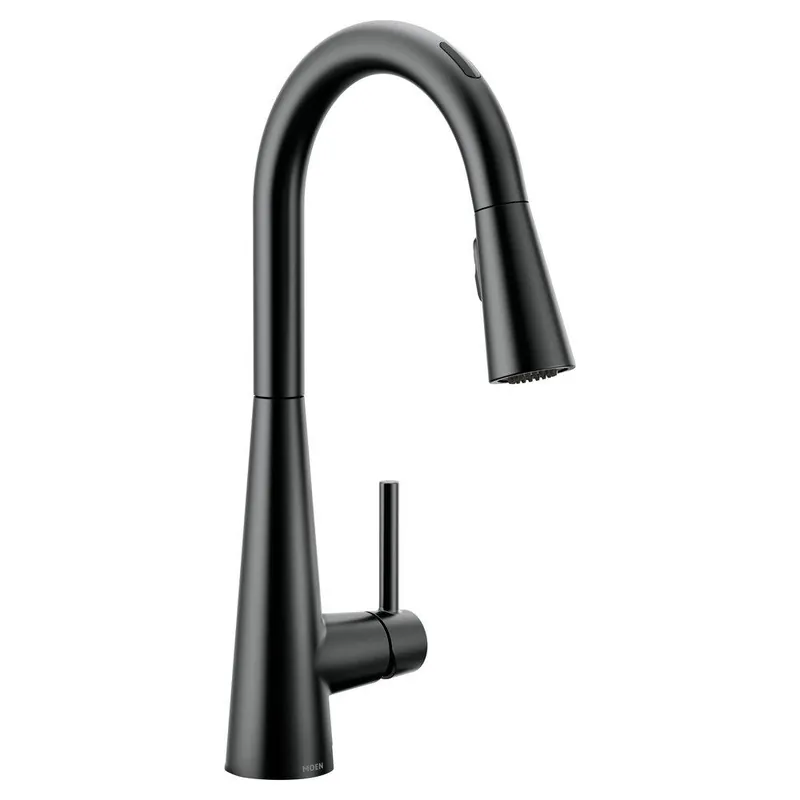 Moen 7864EVBL Sleek Single Handle Pull Down Touchless Kitchen Faucet with Voice Activation in Matte Black