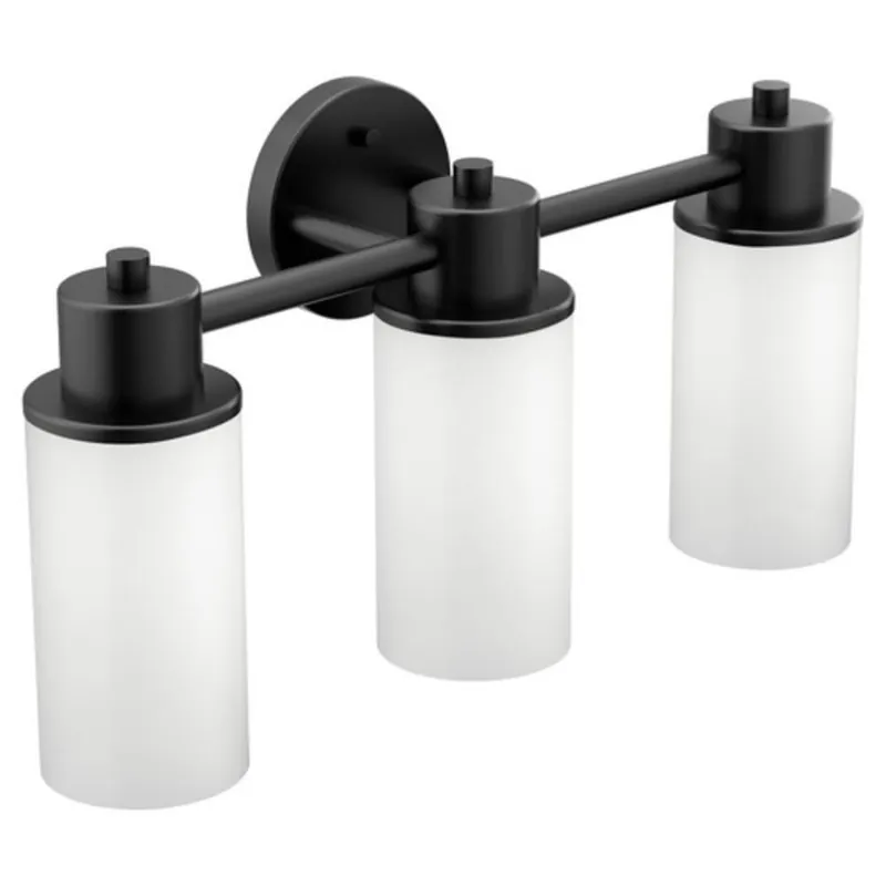 Moen DN0763BL Iso 100W 3-Light Medium E-26 Vanity Fixture in Matte Black