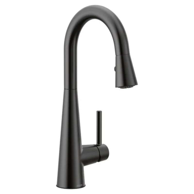 Moen 7664BL Sleek Single Handle Pull Down Bar Faucet - Matte Black