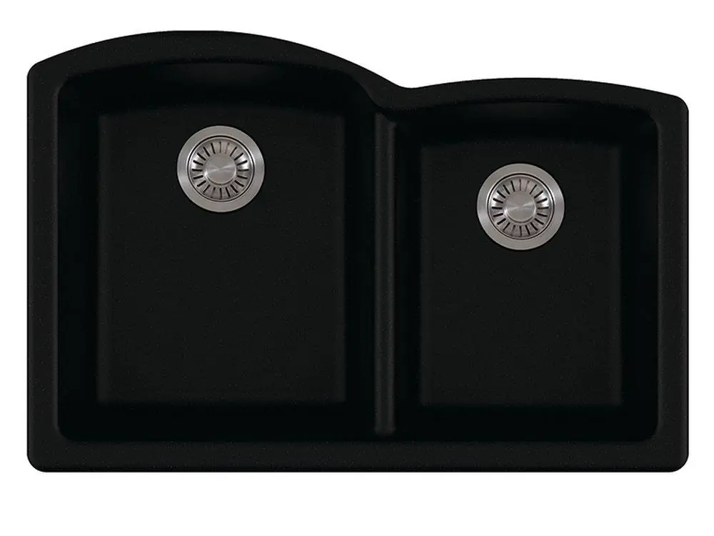 Franke ELG160ONY Ellipse 33 x 21-3/4 in No Hole Composite Double Bowl Undermount Kitchen Sink In Onyx