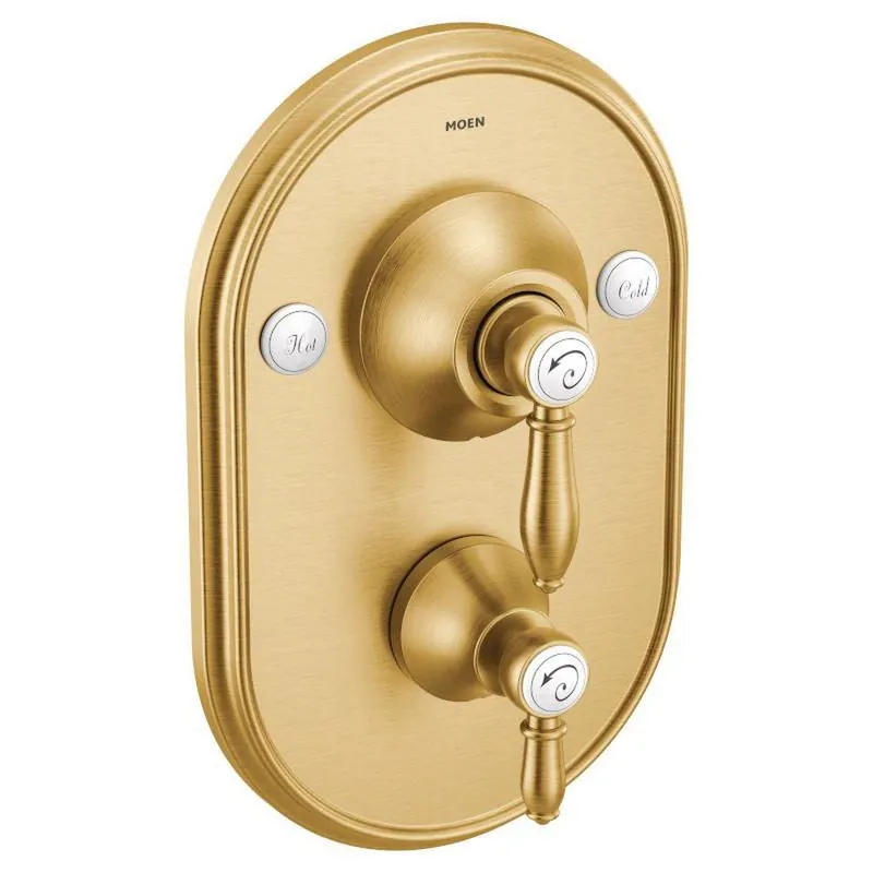 Moen TS32100BG Weymouth Two Handle Pressure Balancing Valve Trim in Brushed Gold
