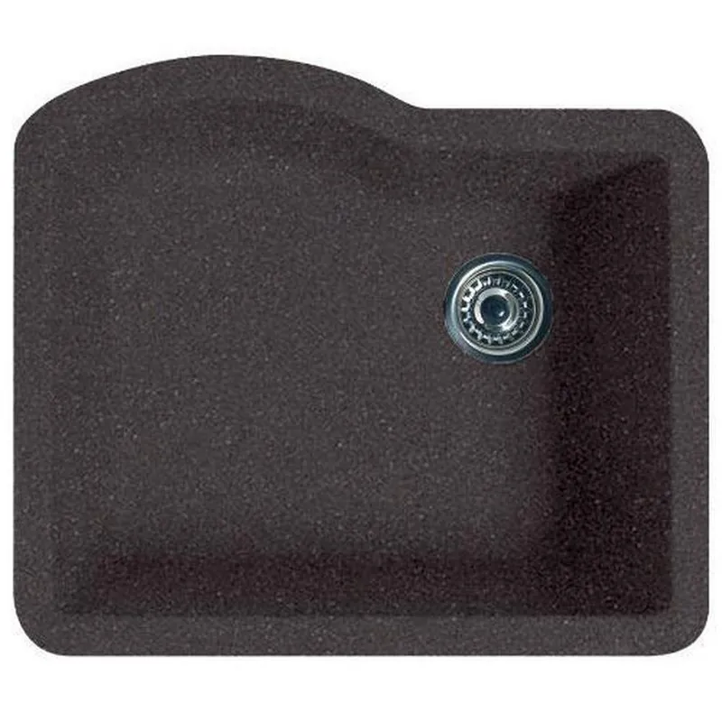 Swan Corporation QU02522SB.077 24 x 21 in. No Hole Composite Single Bowl Undermount Kitchen Sink in Nero