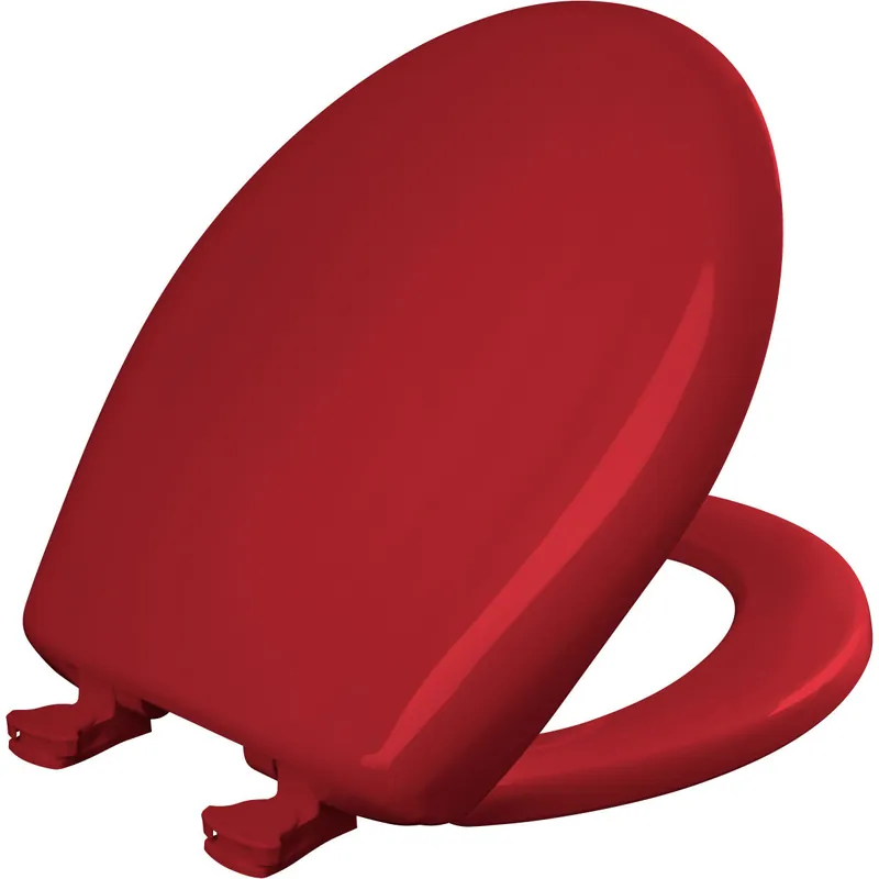Bemis 200SLOWT 153 Round Plastic Toilet Seat in Red with STA-TITE Seat Fastening System, Easy Clean and Whisper Close