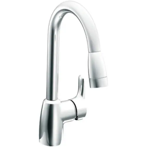 Moen CA42519 Baystone Single Handle Kitchen Faucet w/ Pullout Spray Chrome