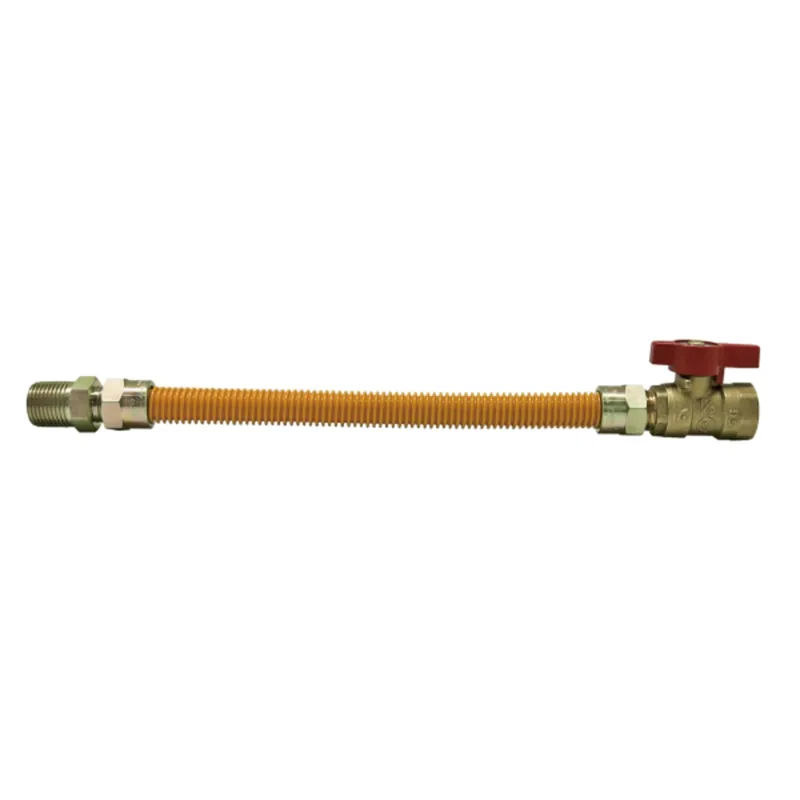 Easyflex EFGC-038-YE-1031-48 1/2 MIP x FIP(BV) 48 Long Yellow Coated Gas Flex Connector