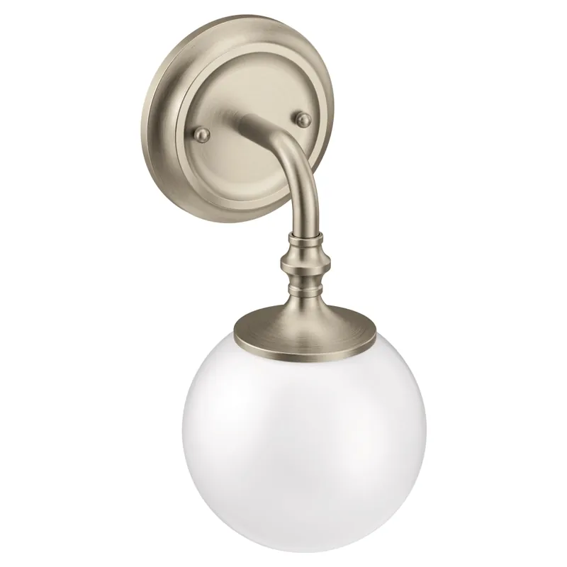 Moen YB0561BN Colinet 1-Light Dual-Mount Bath Bathroom Vanity Fixture with Frosted Glass in Brushed Nickel