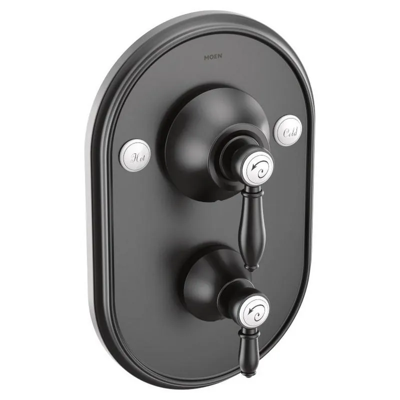 Moen TS32100BL Weymouth Two Handle Pressure Balancing Valve Trim in Matte Black