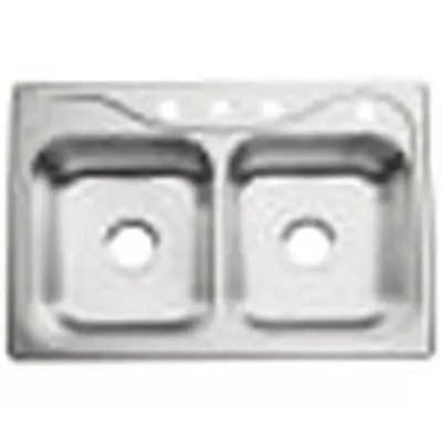 KOHLER 11401-4-NA SINK 33X22 4HL 21GA SS DBL BWL SELF-RIM