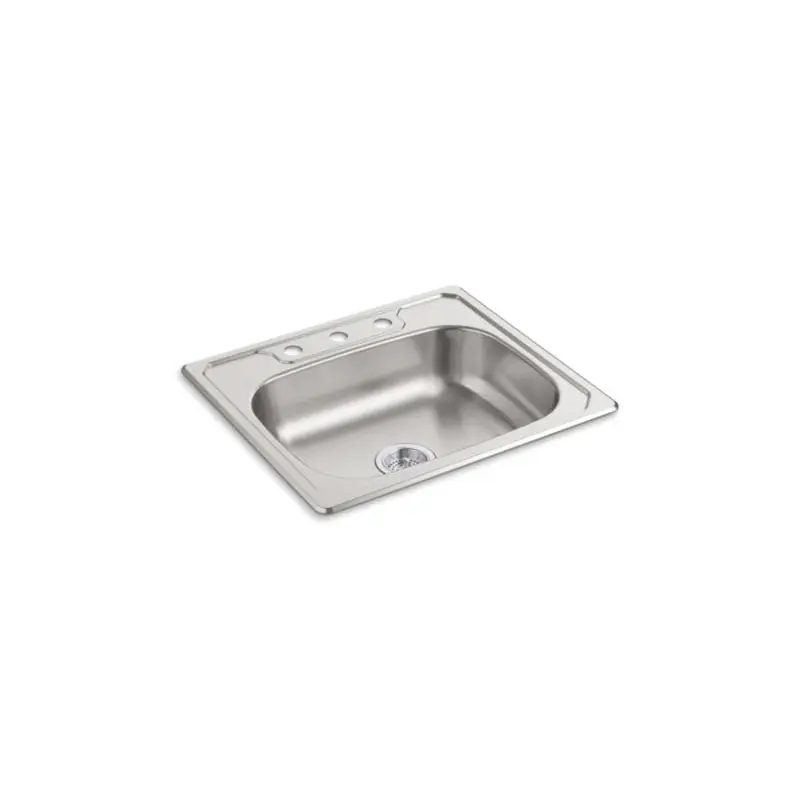 Kohler 14631-3-NA SINK 25X22 3HL 23GA SS SGL BWL SELF-RIM