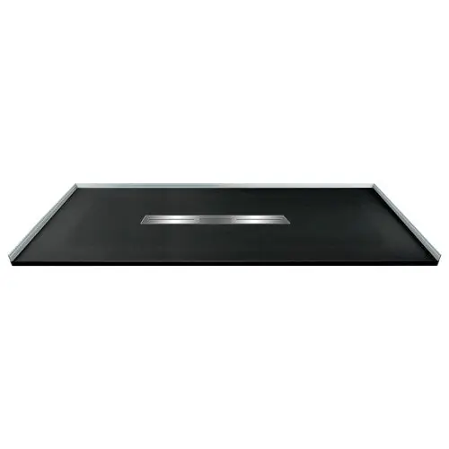JIANGSU FASHION COMPOSITE FZS6042C-09 TRIMSLATE BASE 60X42 BLACK CENTER DRAIN