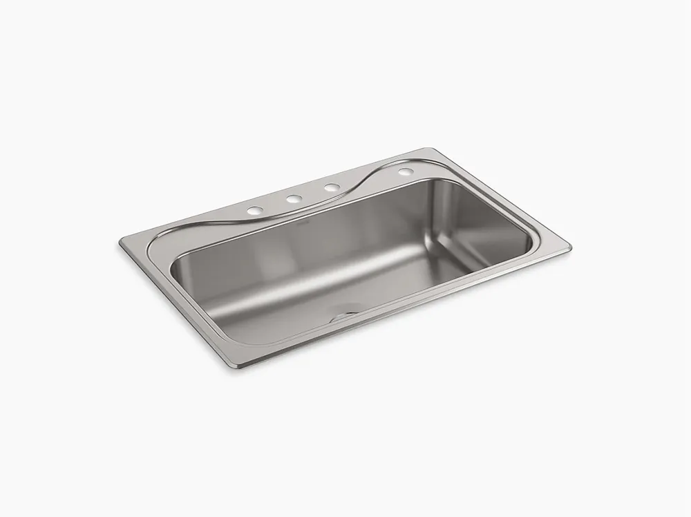 KOHLER 24912-4-NA SINK 33X22 4HL SS SGL BWL 20GA 24912-4-NA