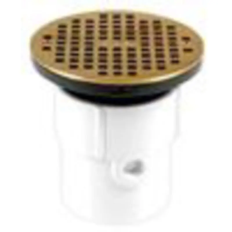 Oatey 72128 Drain 4 PVC Body GP Spg End 72128 W/6 Brass Rnd Grate