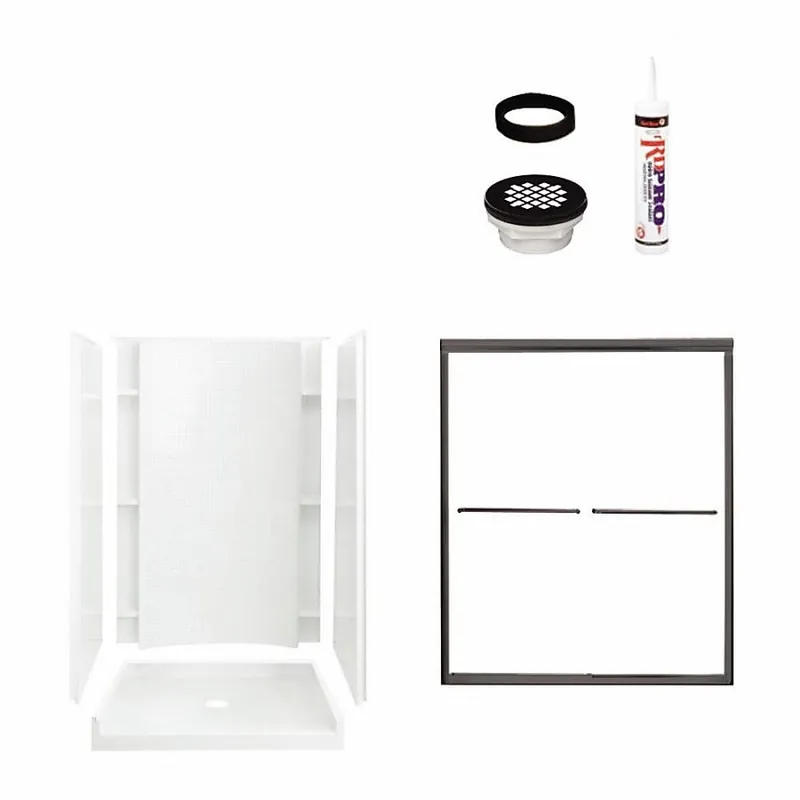 Multi Vendor Kit Parents 7226-5475DRC Shower Kit WHT SHWR / ORB DRAIN / DOOR