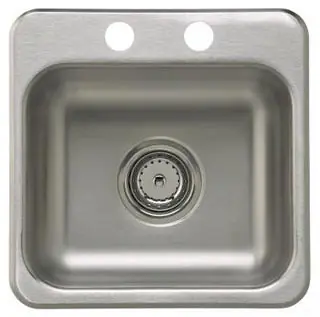 Kohler B155B-2 Sink 15x15 2HL with Strainer 22ga SGL BWL