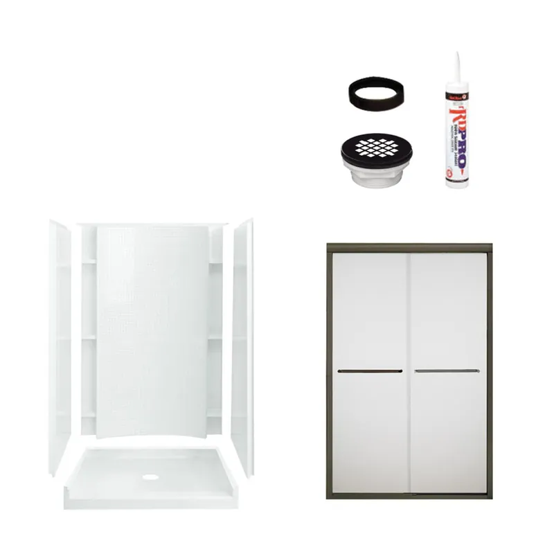 Multi Vendor Kit Parents 7226-5475DRF Shower Kit WHT SHWR/ORB DRAIN/DOOR