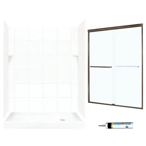 Multi Vendor Kit Parents SQP326R010-M58570BC Shower Kit SQ326R10BC BRNZ/CLEAR GLSS SQ TILE