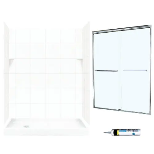 MULTI VENDOR KIT PARENTS SQP326L010-M58570CC SHOWER KIT SQ326L10CC CHRM/CLEAR GLSS SQ TILE