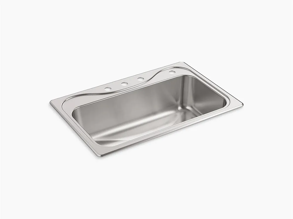 Kohler 45987-4-NA Sink 33X22 4HL 18 GA Self-Rim SGL Basin