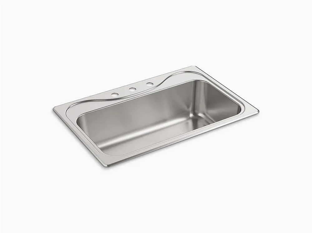 KOHLER 37047-3-NA SINK 33X22 3HL 37047-3-NA 18 GA SELF-RIM SGL BASIN