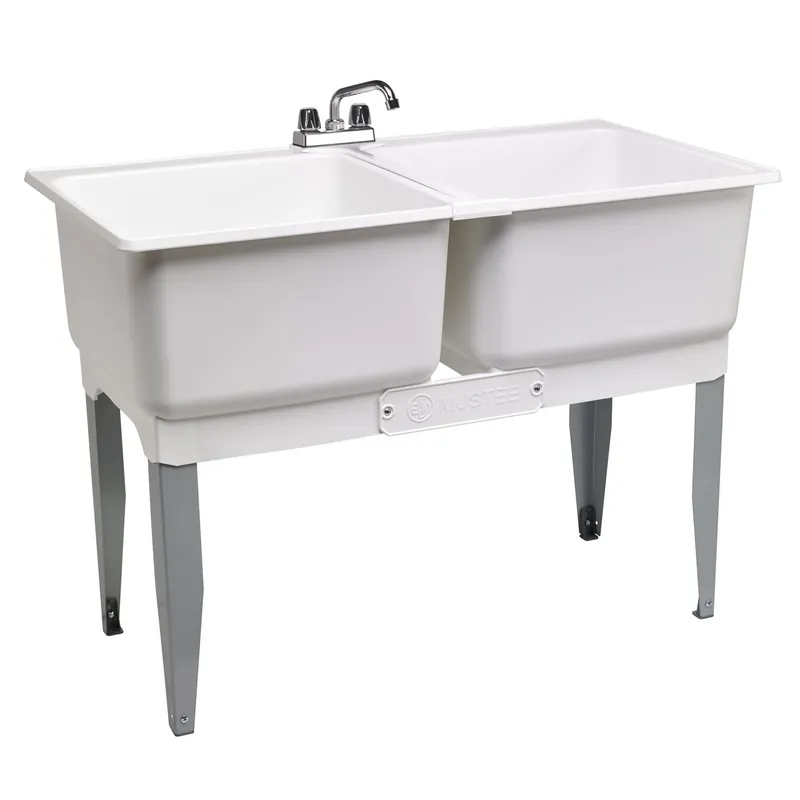 Mustee 24C Utilatwin Double Laundry Tub Combo, White