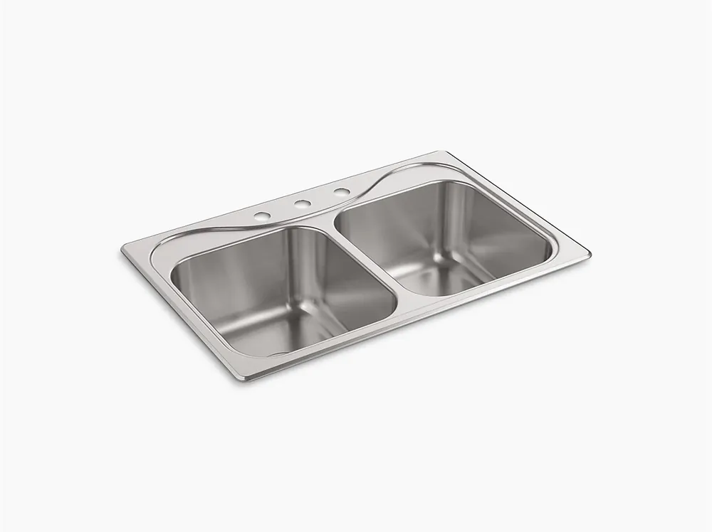 KOHLER 11850-3-NA SINK 33X22 3HL DBL BWL 11850-3-NA