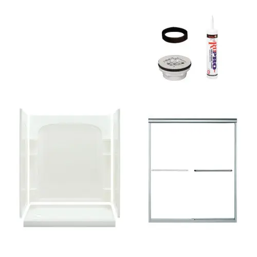 Multi Vendor Kit Parents 7217L-5475SC Shower Kit LH WHT Shower/Chrome Drain/Door