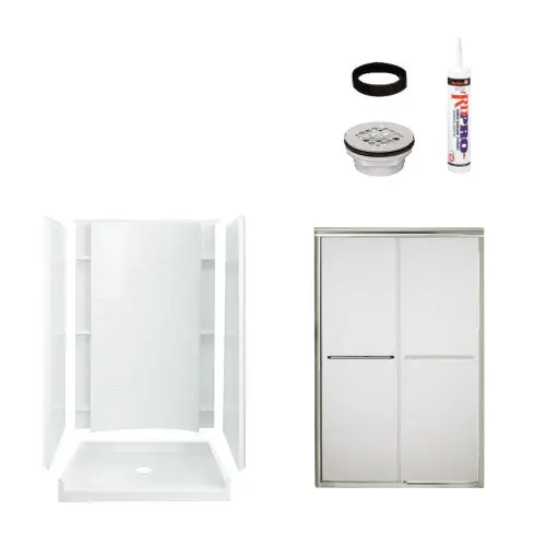 MULTI VENDOR KIT PARENTS 7226-5475NF Shower Kit White Shower/Nickel Drain/Door