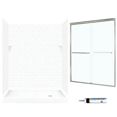 MULTI VENDOR KIT PARENTS STP326R010-M58570NC SHOWER KIT ST326R10NC NCKL/CLEAR GLSS SUBWAY TILE