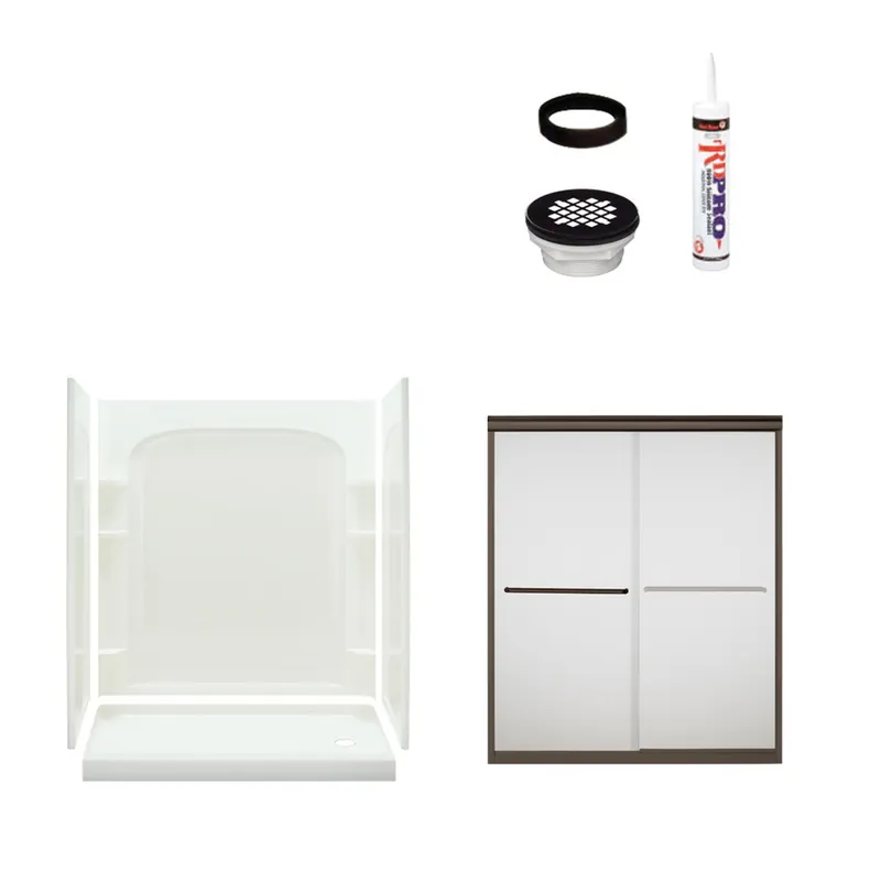 Multi Vendor Kit Parents 7217R-5475DRF Shower Kit Right Hand White Shower / Oil Rubbed Bronze Drain / Door