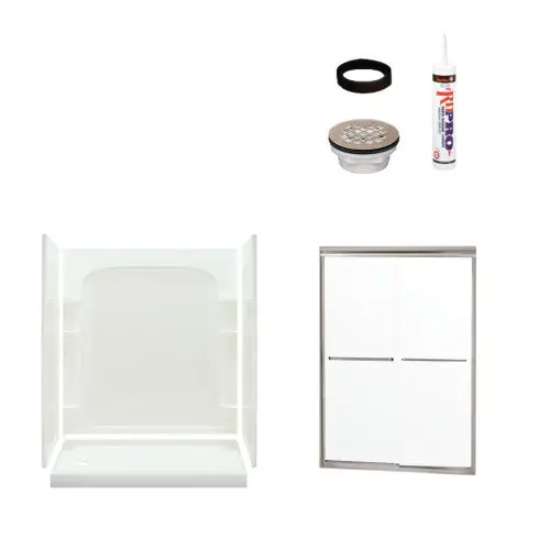 MULTI VENDOR KIT PARENTS 7217L-5475NC SHOWER KIT LH WHT SHWR/ NKL DRAIN/DOOR