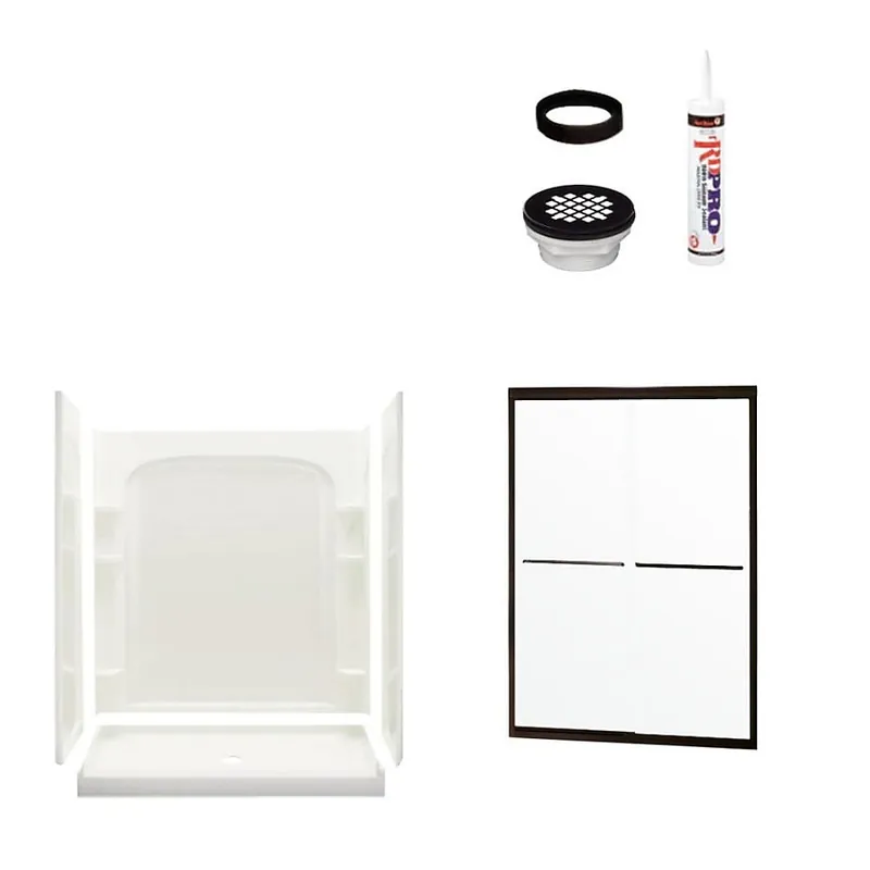 Multi Vendor Kit Parents 7223-5475DRC Shower Kit White Shower/ORB Drain/Door