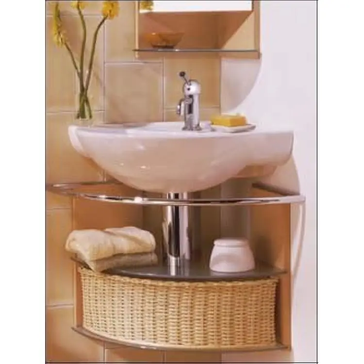 Porcher 89661-00.001 Towel Bar White Novella With Basket For Corner Lav