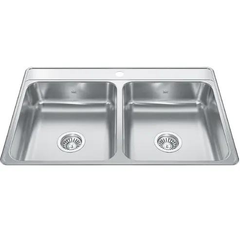 FRANKE CDLA3322-6-1N SINK 33X22 1HL SS DBL BWL DROP-IN CREEMORE