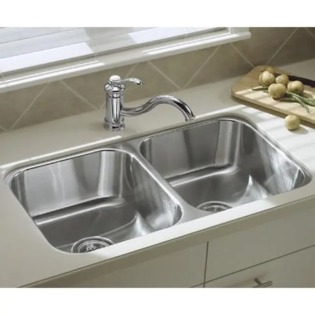 Kohler UCL3322B Sink 33X22 Double Bowl 19GA Undermount With Strainers