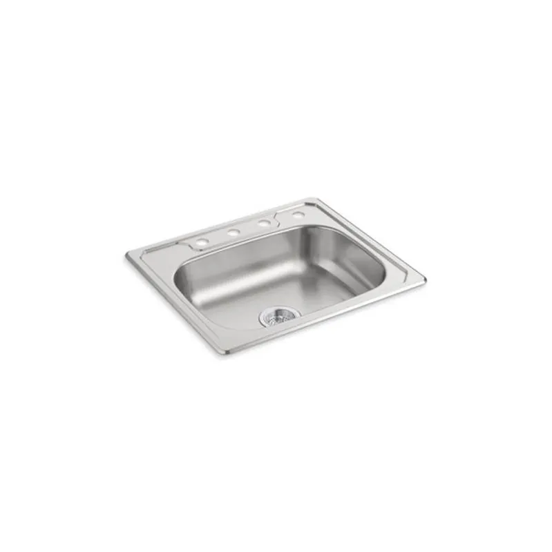 KOHLER 14631-4-NA SINK 25X22 4HL 23GA SS - SELFRIM - SGL BWL