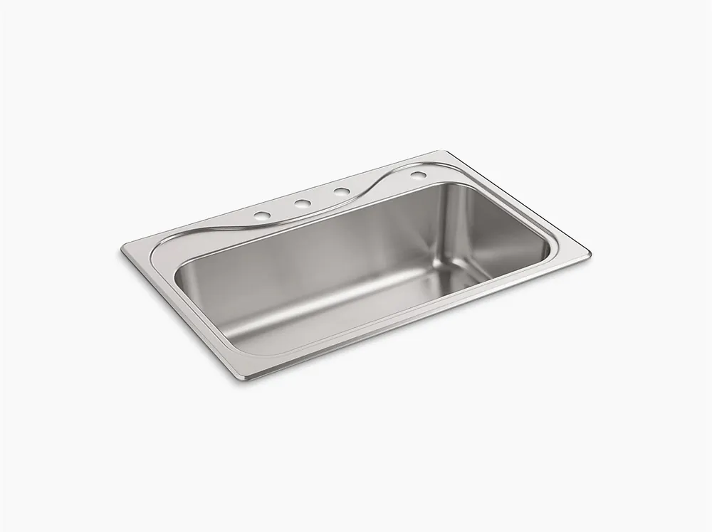 Kohler 37047-4-NA SINK 33X22 4HL 18 GA SELF-RIM SGL BASIN