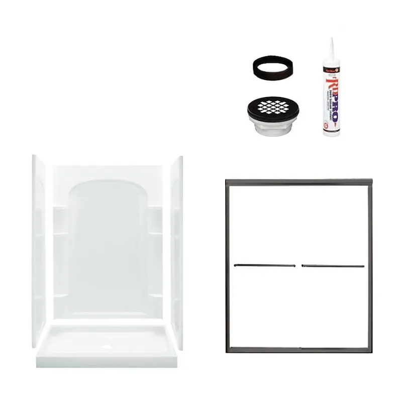 Multi Vendor Kit Parents 7222-5475DRC Shower Kit White Shower/ORB Drain/Door